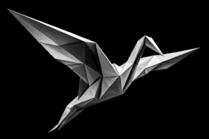 Monochrome origami crane representing the speed, responsiveness, and continuity needed to engage leads that arrive after business hours