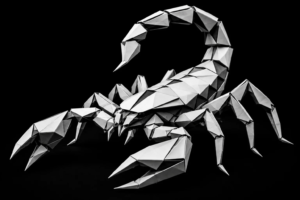 Monochrome origami scorpion symbolizing the hidden issues and risks businesses should identify and resolve before launching an AI SMS reactivation campaign