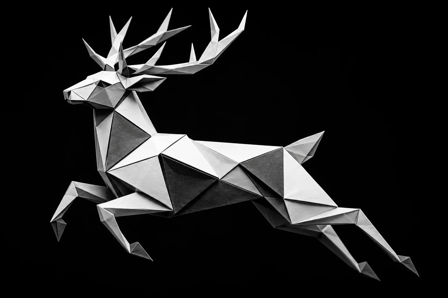 Monochrome origami stag representing the opportunity to recover and revive old leads through AI SMS lead reactivation