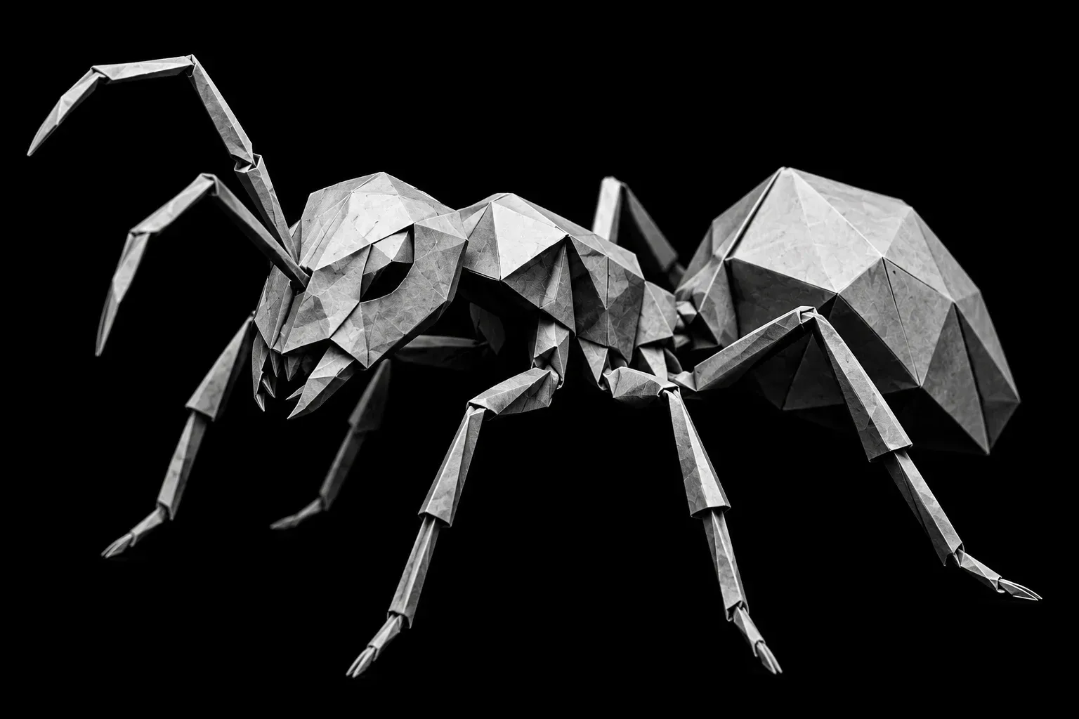 Monochrome origami ant representing the hidden operational costs and lead loss caused by slow response times in high-ticket service businesses